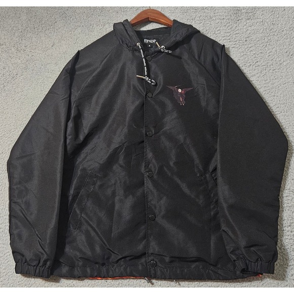 RIPNDIP Jacket Men's Size Small‎ Black Full Zip Windbreaker Cat Warrior Inferno - Picture 4 of 11